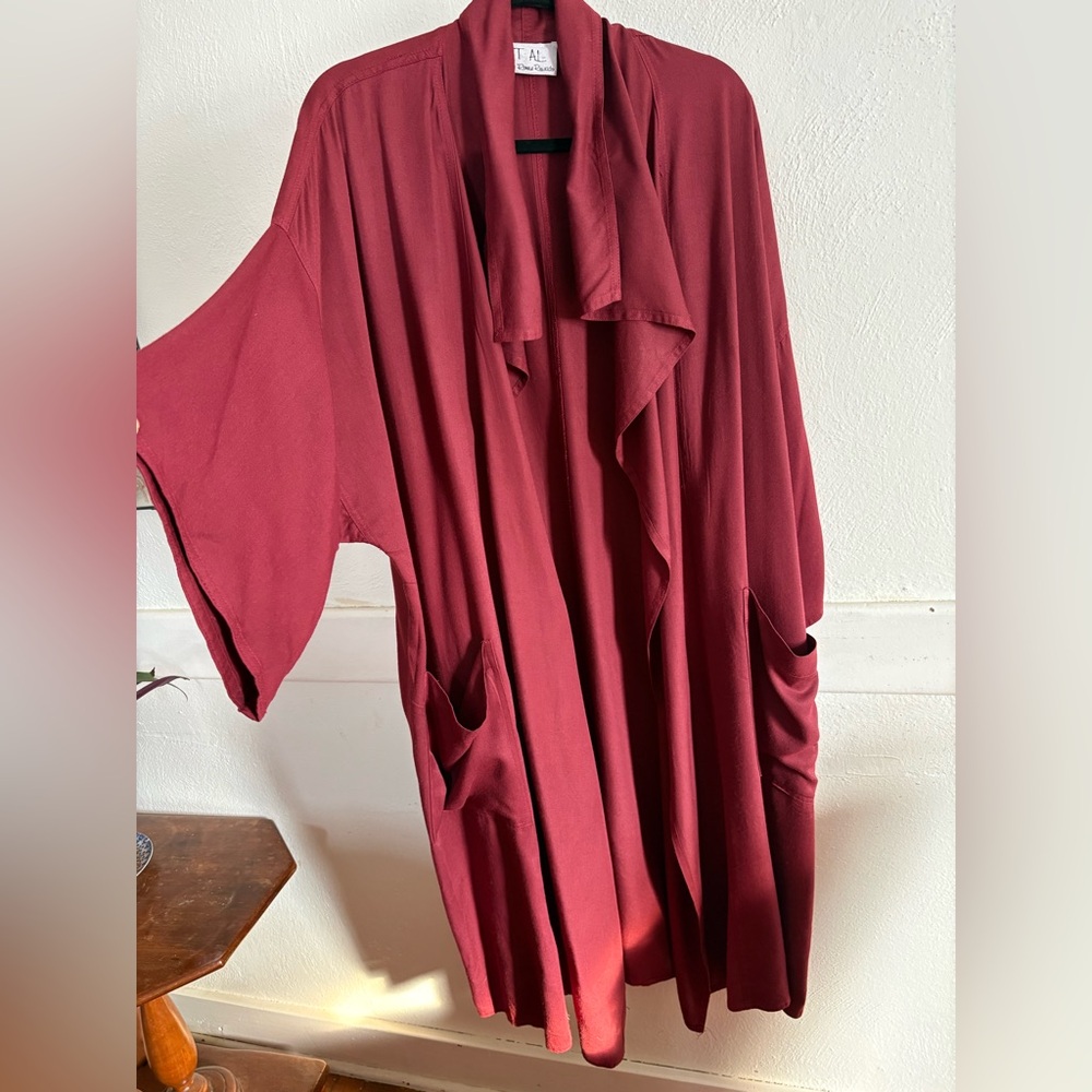 Burgundy Open Front Cardigan